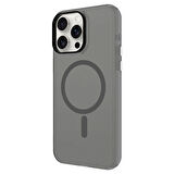 iPhone 15 Pro Uyumlu Zore Magsafe Şarj Özellikli Buzlu Transparan C-Pro Sert Kılıf-Lacivert