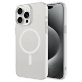 iPhone 15 Pro Max Uyumlu Zore Magsafe Şarj Özellikli Buzlu Transparan C-Pro Sert Kılıf-Renksiz