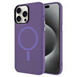 iPhone 15 Pro Max Uyumlu Zore Magsafe Şarj Özellikli Buzlu Transparan C-Pro Sert Kapak-Derin M