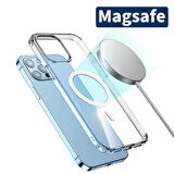 Apple iPhone 15 Pro Kılıf Magsafe Şarj Özellikli Şeffaf Sert PC Zore Embos Kapak-Renksiz