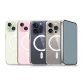 iPhone 15 Pro Max Uyumlu Magsafe Şarj Özellikli Şeffaf Sert PC NRTK Embos Kılıf-Renksiz