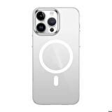 iPhone 15 Pro Max Uyumlu Ensueno Wireless Şarj Özellikli Şeffaf G-Glass Kapak-Gümüş