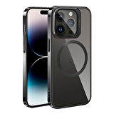 Apple iPhone 15 Pro Max Kılıf Magsafe Wireless Şarj Özellikli Standlı Zore Klon Kapak-Siyah