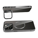 iPhone 15 Pro Max Uyumlu Magsafe Wireless Şarj Özellikli Standlı Zore Klon Kapak-Lacivert