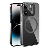 iPhone 15 Pro Max Uyumlu Magsafe Wireless Şarj Özellikli Standlı Zore Klon Kapak-Gri