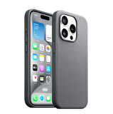 iPhone 15 Pro Uyumlu Zore Magsafe Şarj Özellikli Mikro Fiber Optimal Kılıf-Gri