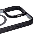 iPhone 15 Pro Uyumlu Magsafe Wireless Şarj Özellikli Standlı Zore Magsafe Klon LNSM-li Kılıf-Gr
