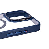 iPhone 15 Pro Uyumlu Magsafe Wireless Şarj Özellikli Standlı Zore Magsafe Klon LNSM-li Kılıf-Gr
