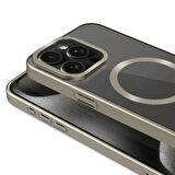 iPhone 15 Pro Max Uyumlu Mat Tasarımlı Magsafe Wireless Şarj Özellikli Zore Mat Setro Kılıf-Gü