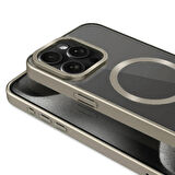 iPhone 15 Pro Max Uyumlu Mat Tasarımlı Magsafe Wireless Şarj Özellikli Zore Mat Setro Kapak-Gü