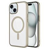 iPhone 15 Uyumlu Wireless Şarj Özellikli Sert PC Zore Mat Riksos Magsafe Kılıf-Sarı