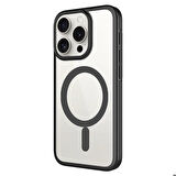 iPhone 15 Pro Uyumlu Wireless Şarj Özellikli Sert PC Zore Mat Riksos Magsafe Kapak-Siyah