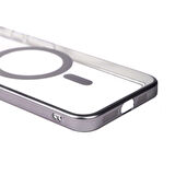 iPhone 15 Pro Uyumlu Wireless Şarj Özellikli Sert PC Zore Mat Riksos Magsafe Kılıf-Gümüş