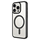 iPhone 15 Pro Max Uyumlu Wireless Şarj Özellikli Sert PC Zore Mat Riksos Magsafe Kılıf-Siyah