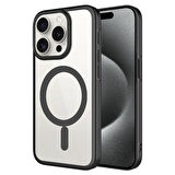 iPhone 15 Pro Max Uyumlu Wireless Şarj Özellikli Sert PC Zore Mat Riksos Magsafe Kılıf-Siyah