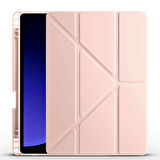 Galaxy Tab S9 FE Kılıf  Uyumlu ​ALT Tri Folding Kalem Bölmeli Standlı Kılıf-Rose Gold