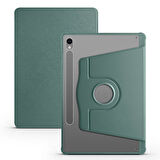 Galaxy Tab S9 Kılıf  Uyumlu ​MXSP Termik Kalem Bölmeli Dönebilen Standlı Kılıf-Koyu Yeşil