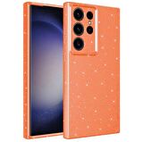 Galaxy S23 Ultra Uyumlu Kamera Korumalı Simli Lüks Zore Koton Kapak-Turuncu