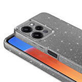 Xiaomi Redmi 12 Kılıf Kamera Korumalı Simli Lüks Zore Koton Kapak-Gümüş