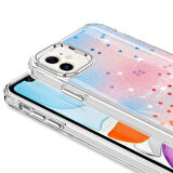 iPhone 11 Uyumlu Simli Desenli Parlak Zore Task Kapak-Mavi