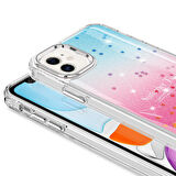 iPhone 11 Uyumlu Simli Desenli Parlak Zore Task Kapak-Mavi