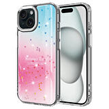 iPhone 15 Uyumlu Simli Desenli Parlak Zore Task Kılıf-Pembe