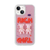 iPhone 13 Uyumlu Kabartma Figürlü Parlak Zore Minimini Silikon Kapak-Pembe