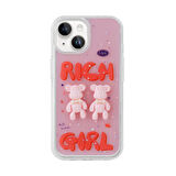 iPhone 13 Uyumlu Kabartma Figürlü Parlak Zore Minimini Silikon Kılıf-Pembe