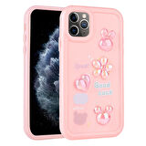 iPhone 11 Pro Max Uyumlu Kabartma Figürlü Parlak Zore Toys Silikon Kılıf-Pembe