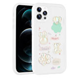 iPhone 13 Pro Max Uyumlu Kabartma Figürlü Parlak Zore Toys Silikon Kılıf-Beyaz