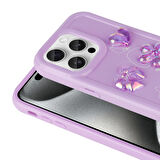 iPhone 15 Pro Uyumlu Kabartma Figürlü Parlak Zore Toys Silikon Kapak-Pembe