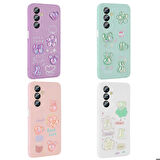 Galaxy M34 5G Uyumlu Kabartma Figürlü Parlak Zore Toys Silikon Kapak-Pembe