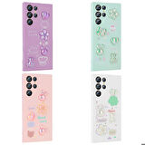 Galaxy S22 Ultra Uyumlu Kabartma Figürlü Parlak Zore Toys Silikon Kapak-Pembe