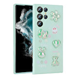 Galaxy S22 Ultra Uyumlu Kabartma Figürlü Parlak Zore Toys Silikon Kılıf-Açık Yeşil