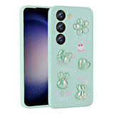 Galaxy S23 Uyumlu Kabartma Figürlü Parlak Zore Toys Silikon Kılıf-Açık Yeşil