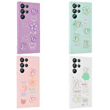 Galaxy S23 Ultra Uyumlu Kabartma Figürlü Parlak Zore Toys Silikon Kılıf-Pembe