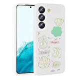Galaxy S21 FE Uyumlu Kabartma Figürlü Parlak Zore Toys Silikon Kılıf-Beyaz