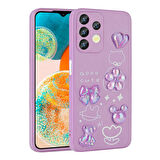 Galaxy A13 4G Uyumlu Kabartma Figürlü Parlak Zore Toys Silikon Kapak-Mor