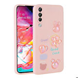 Galaxy A70 Uyumlu Kabartma Figürlü Parlak Zore Toys Silikon Kapak-Pembe