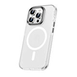 Apple iPhone 15 Pro Max Kılıf Airbagli Magsafe Wireless Şarj Özellikli Lens Koruyuculu Zore Klaptika Kapak-Renksiz