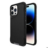 iPhone 15 Pro Uyumlu Zore Airbag Kenarlı T-Max Mat Standlı Kapak-Siyah