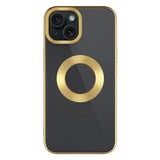 iPhone 15 Uyumlu Tek Kamera Çerçeveli Logo Gösteren Zore Omega Kılıf-Gold