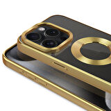 iPhone 15 Pro Uyumlu Tek Kamera Çerçeveli Logo Gösteren Zore Omega Kılıf-Gümüş