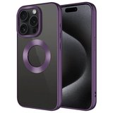 iPhone 15 Pro Max Uyumlu Tek Kamera Çerçeveli Logo Gösteren Zore Omega Kılıf-Derin Mor
