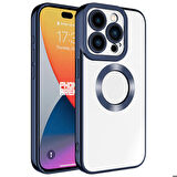 iPhone 15 Pro Uyumlu Kamera Korumalı Logo Gösteren Zore Omega Kapak-Lacivert