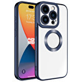 iPhone 15 Pro Uyumlu Kamera Korumalı Logo Gösteren Zore Omega Kılıf-Lacivert