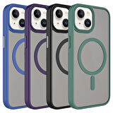 iPhone 15 Plus Uyumlu Mat Arka Yüzey Wireless Şarj Özellikli Zore Flet Magsafe Kılıf-Sarı