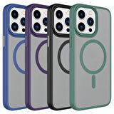 iPhone 15 Pro Max Uyumlu Mat Arka Yüzey Wireless Şarj Özellikli Zore Flet Magsafe Kılıf-Beyaz