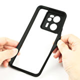 Xiaomi Mi 13T Kılıf Kamera Korumalı Şeffaf Arka Yüzey Zore New Roll Kapak-Siyah