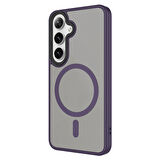 Galaxy S24 Uyumlu Sert PC Arka Yüzey Wireless Şarj Özellikli Zore Flet Magsafe Kılıf-Gri